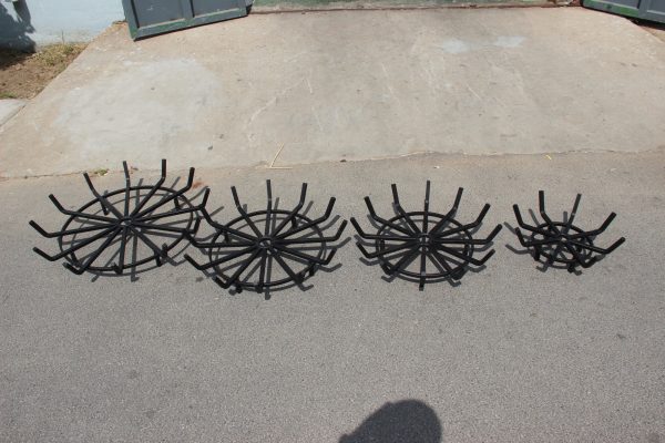 Log Grate Wrought Iron Fire Pit Round Spider Wagon Wheel Firewood Heavy Duty - Image 4