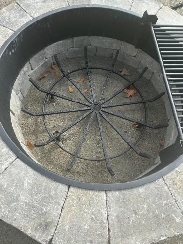 Log Grate Wrought Iron Fire Pit Round Spider Wagon Wheel Firewood Heavy Duty photo review