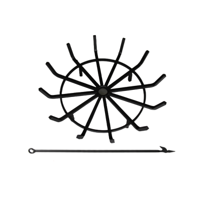 Log Grate Wrought Iron Fire Pit Round Spider Wagon Wheel Firewood Heavy Duty