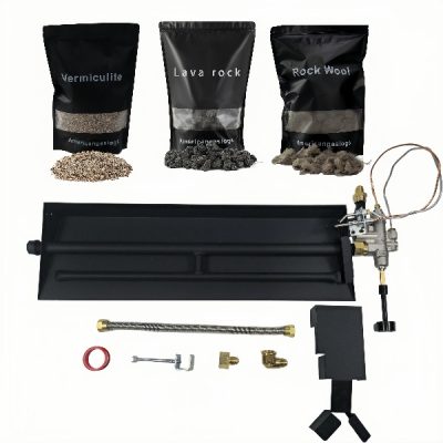 Americangaslos 18"-24" Burner Pan with Valve for Gas Fireplace Gas Fireplace Burner Vented Burner for Gas Logs Propane Burner
